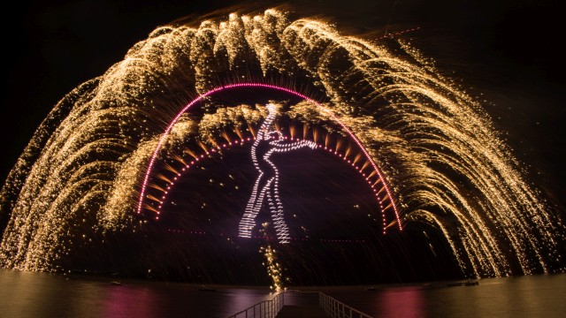 Drone pyro show powered by Skybrush